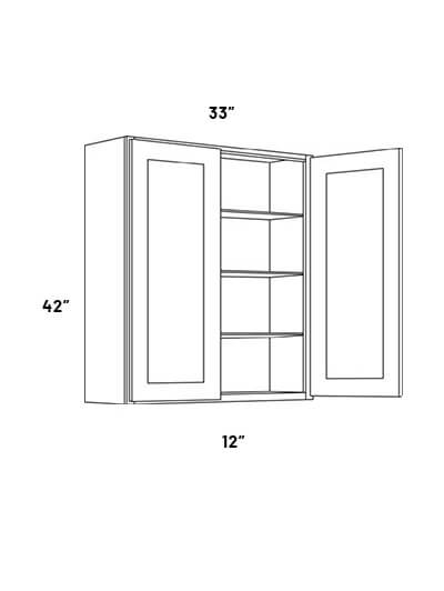 PB10-W3342: Park Avenue White 33×42 Double Door Wall Cabinet