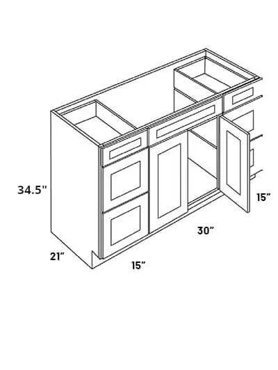 L10 V6021dd 34.5 Luxor White 60 Double Door And Four Drawer Vanity Sink Base