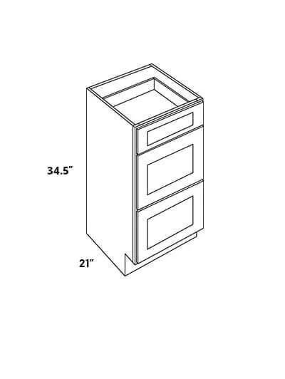 L11 Vdb1221 34.5 Luxor Espresso 12 Three Drawer Vanity Base