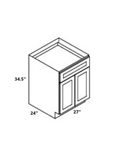 PR-B27B: Petit Brown Shaker 27″ 1 Drawer 2 Door Base Cabinet