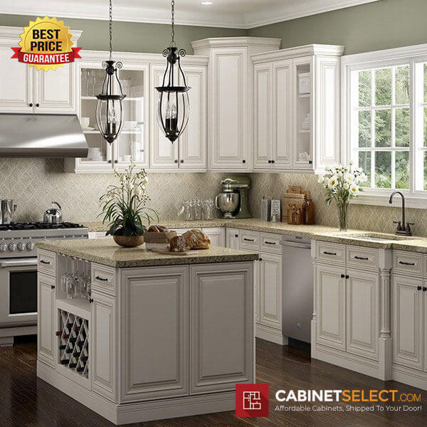 Casselberry Antique White Kitchen Cabinet | CabinetSelect.com
