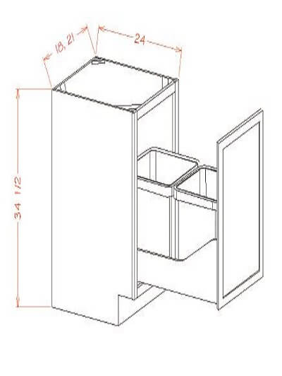 WS-B18FHTCPO: Shaker White Full Height Door Base with Double Trashcan Pullout
