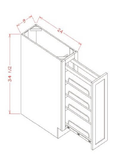 SD-BT9PO: Shaker Dove Base with Shelf Pullout