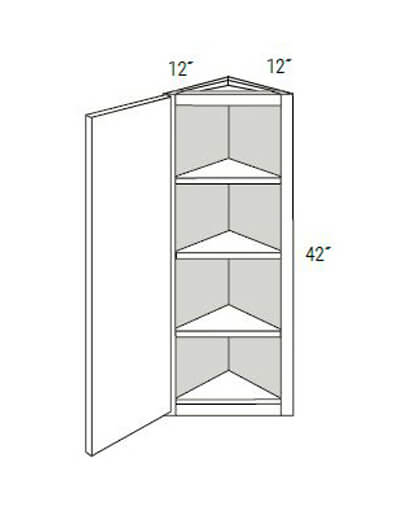 UB-AW42: Upton Brown Single Door Angle Wall Cabinet 12″W x 42″H