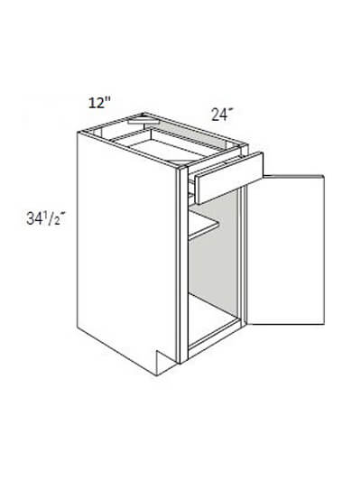 UB-B12: Upton Brown Single Door, Single Drawer Base Cabinet 12″W