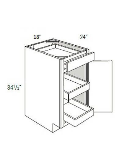 UB-B18SCRT: Upton Brown Single Door, Single Drawer Base Cabinet w/ 2 Soft-Close Rollout Trays 18″W