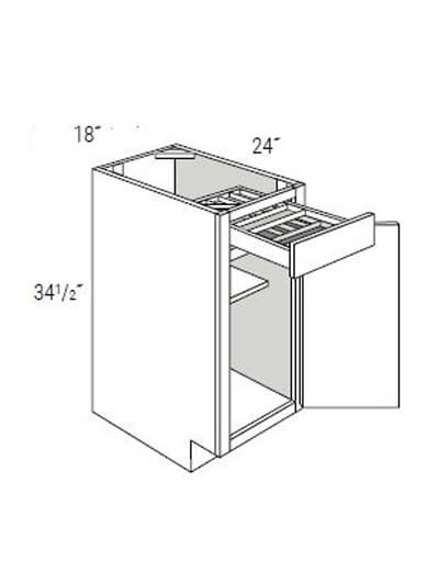 UB-B18TTCD18: Upton Brown Single Door Base Cabinet w/ Two-Tier Cutlery Drawer 18″W