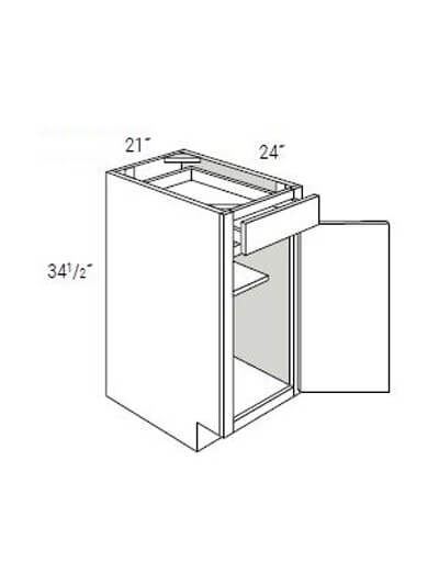 UB-B21: Upton Brown Single Door, Single Drawer Base Cabinet 21″W