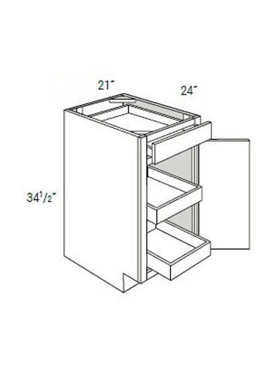 UB-B21SCRT: Upton Brown Single Door, Single Drawer Base Cabinet w/ 2 Soft-Close Rollout Trays 21″W