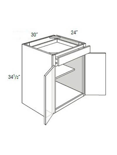 UB-B30B: Upton Brown Single-Drawer, Double-Door Base Cabinet 30″W