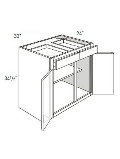Bay Shaker Grey 33″ Double-Drawer, Double-Door Base Cabinet