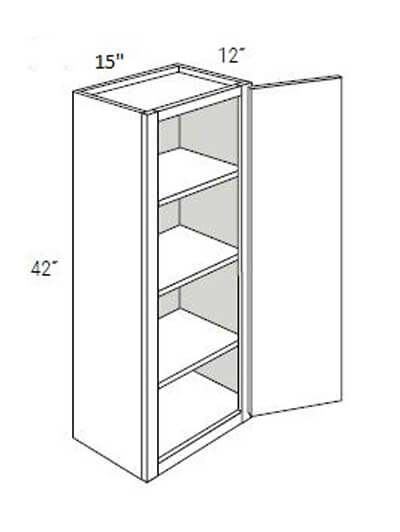 UB-W1542: Upton Brown Single Door Wall Cabinet 15″W x 42″H