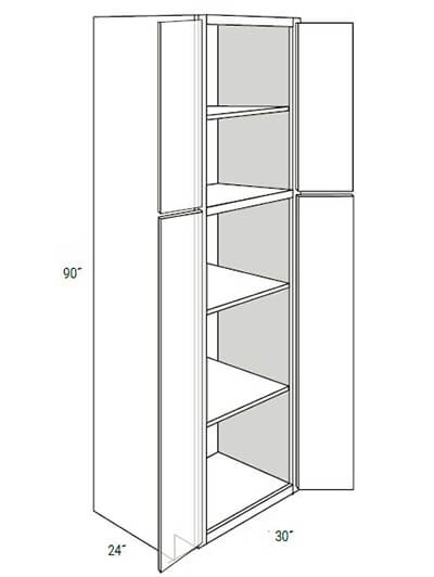 Bay Shaker Greystone 30×90 4-Door Pantry Cabinet