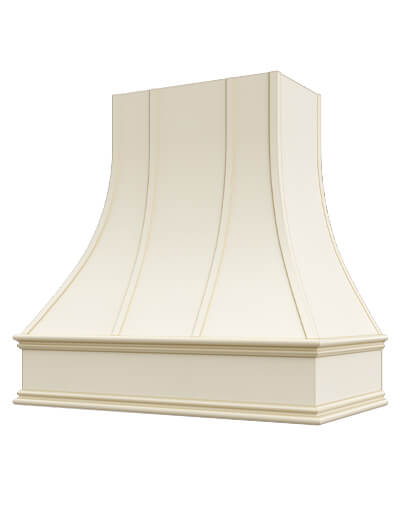 Asheville – 48″ Curved Classic Molding Strapped Casselberry Antique White Hood