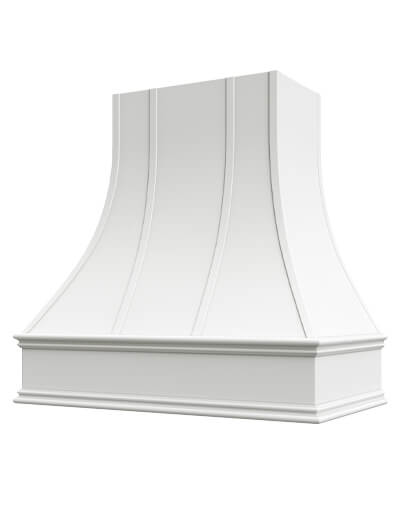 Asheville – 30″ Curved Classic Molding Strapped Shaker White Hood