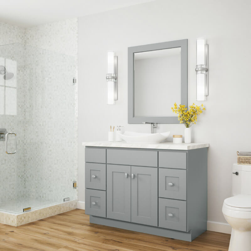 Bay Shaker Light Grey Bathroom Vanities | CabinetSelect.com