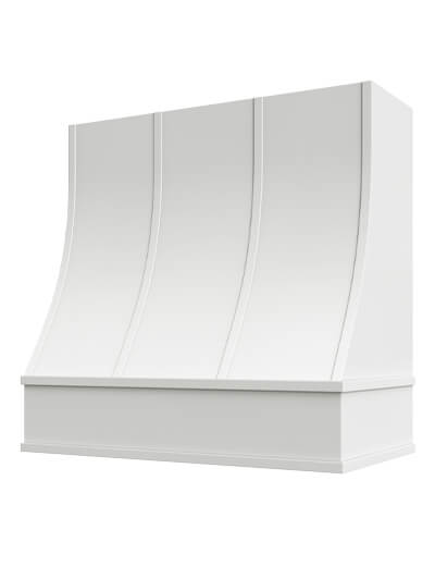 Charlotte – 48″ Sloped Block Molding Strapped Shaker White Hood