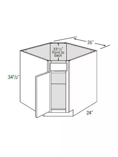 Kddsb36 Dover White Single Door Diagonal Sink Base