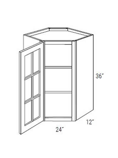 Kdgwdc2436 Dover White Single Glass Diagonal Corner Cabinet