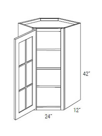 Kdgwdc2442 Dover White Single Glass Diagonal Corner Cabinet