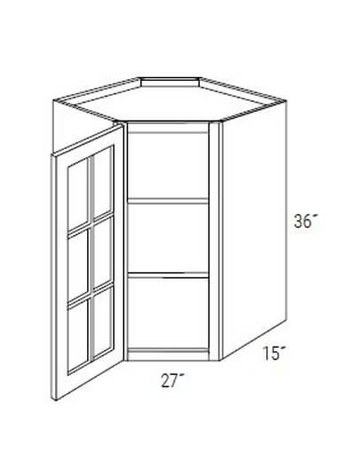 Kdgwdc2736 Dover White Single Glass Diagonal Corner Cabinet