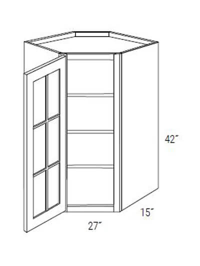 Kdgwdc2742 Dover White Single Glass Diagonal Corner Cabinet