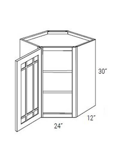 Kdpgwdc2430 Dover White Single Glass Diagonal Corner Cabinet