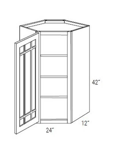 Kdpgwdc2442 Dover White Single Glass Diagonal Corner Cabinet
