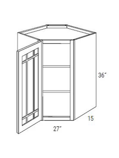 Kdpgwdc2736 Dover White Single Glass Diagonal Corner Cabinet