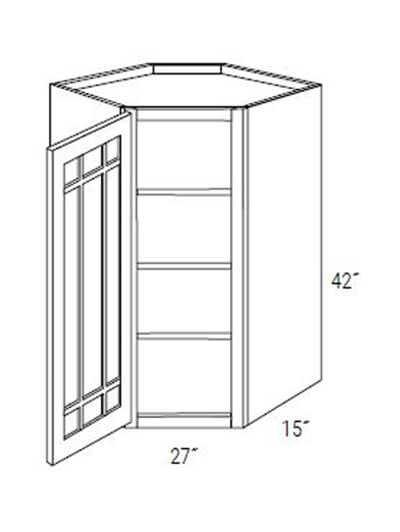 Kdpgwdc2742 Dover White Single Glass Diagonal Corner Cabinet