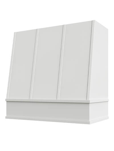 Wilmington – 36″ Angled Block Molding Strapped Torrance White Hood