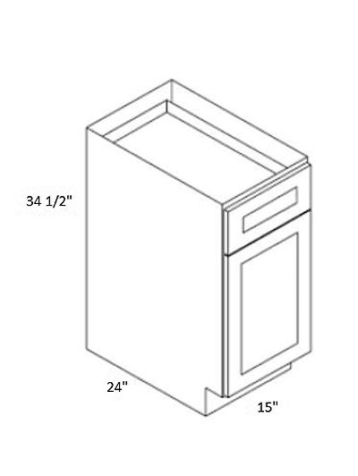 Rockport White 15″ Single Door, Single Drawer Base Cabinet