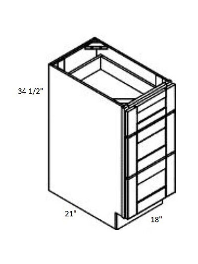 Black Shaker 18″ Three Drawer Vanity Base Cabinet