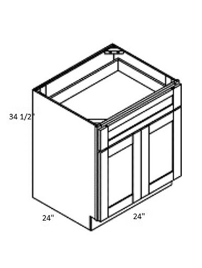 Pristine White Shaker 24″ Double Door, Single Drawer Base Cabinet