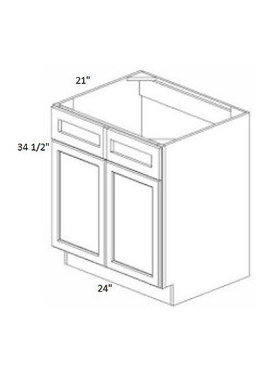 Black Shaker 24″ Double Door Vanity Base Cabinet