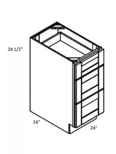 Black Shaker 24inch Three Drawer Base Db24 3