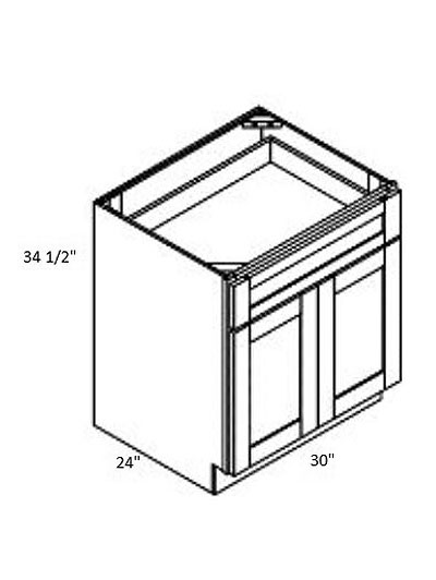 Pristine White Shaker 30″ Double Door, Single Drawer Base Cabinet