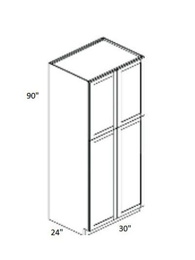 Pristine White Shaker 30″x90″ Four Door Pantry Cabinet