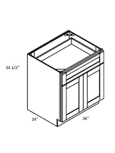 Black Shaker 36″ Double Door, Single Drawer Base Cabinet