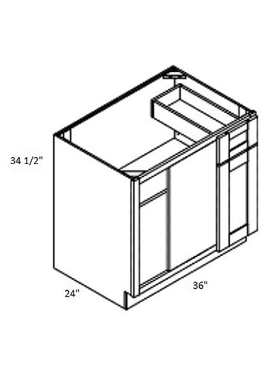 Rockport White 36″ Single Door, Single Drawer Blind Base Cabinet