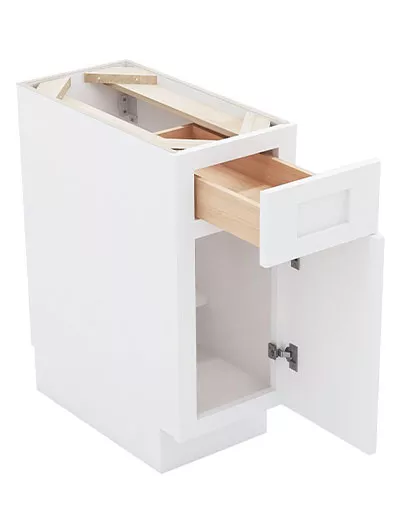 AW-B12: Ice White Shaker 12″ 1 Drawer 1 Door Base Cabinet