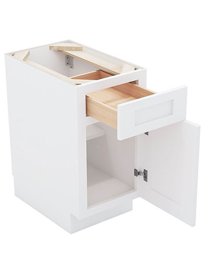 AW-B15: Ice White Shaker 15″ 1 Drawer 1 Door Base Cabinet