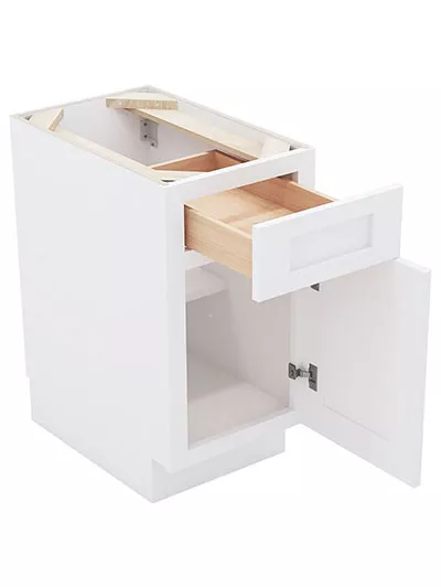 AW-B15: Ice White Shaker 15″ 1 Drawer 1 Door Base Cabinet