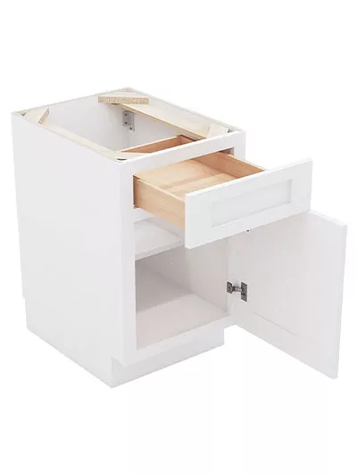 AW-B18: Ice White Shaker 18″ 1 Drawer 1 Door Base Cabinet