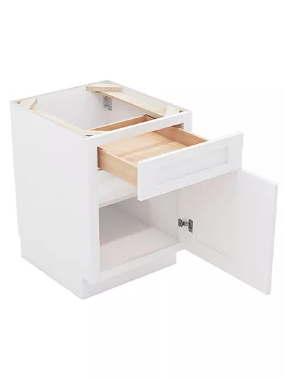 AW-B21: Ice White Shaker 21″ 1 Drawer 1 Door Base Cabinet