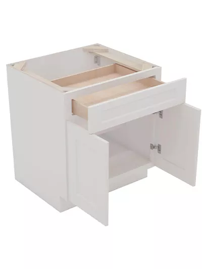 AW-B27B: Ice White Shaker 27″ 1 Drawer 2 Door Base Cabinet