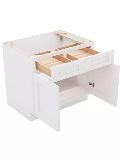 AW-B33B: Ice White Shaker 33″ 2 Drawer 2 Door Base Cabinet