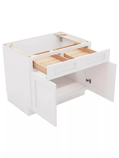 AW-B36B: Ice White Shaker 36″ 2 Drawer 2 Door Base Cabinet