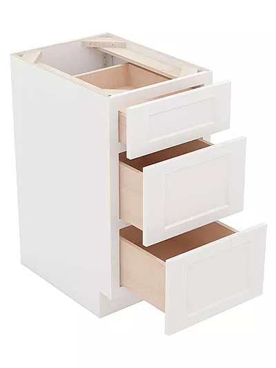 AW-DB12(3): Ice White Shaker 12″ 3 Drawer Base Cabinet