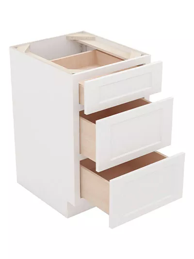 AW-DB21(3): Ice White Shaker 21″ 3 Drawer Base Cabinet
